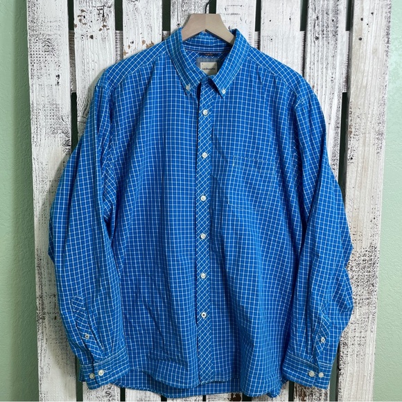 G.H. Bass & Co. Blue & White Plaid Slim Fit Button Up Dress Shirt Men’s Size XL - Picture 2 of 10